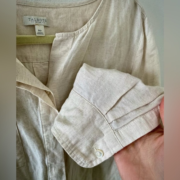Talbots Linen Button Down, Size MP - Picture 3 of 4